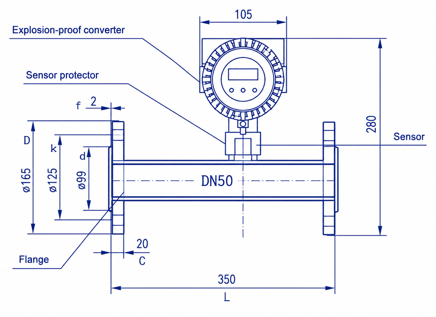 Flange Thermal Gas Mass Flow Meter Sizing