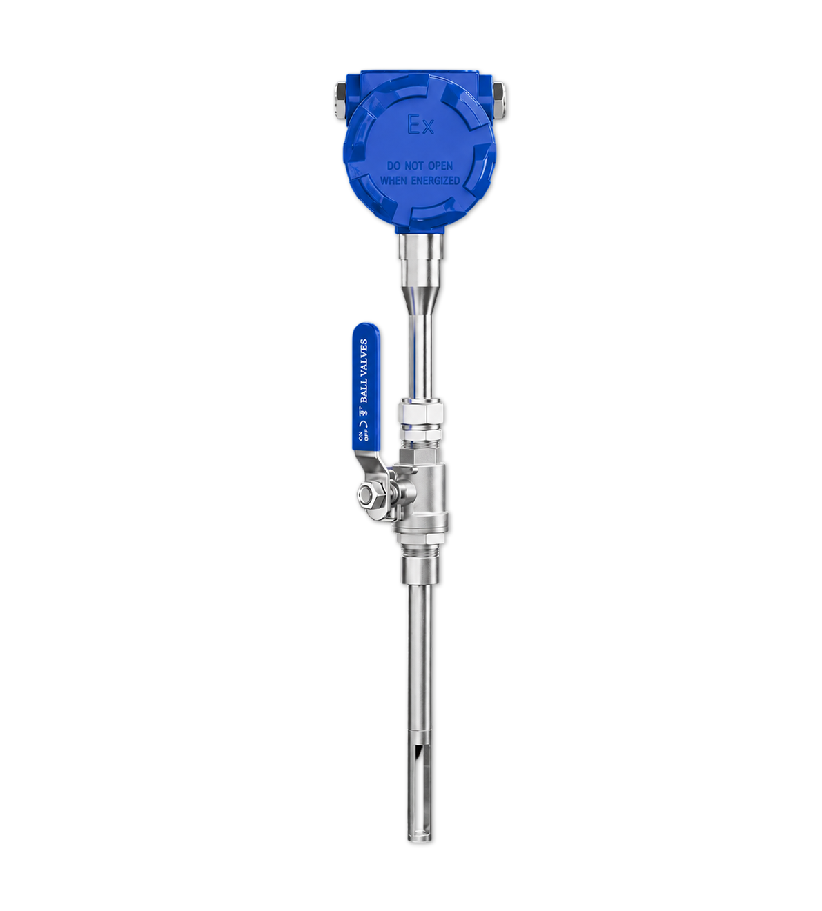 Insertion type thermal mass flow meter